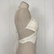 Vintage White Backless Embellished Butterfly Halter Top (S)