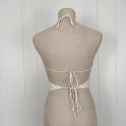 Vintage White Backless Embellished Butterfly Halter Top (S)