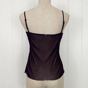 Vintage Purple Leaf Embellished Mesh Tank Top (S)