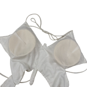 Vintage White Backless Embellished Butterfly Halter Top (S)