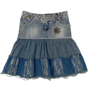 2000s Boho Fairy Embellished Tiered Skirt (XS)
