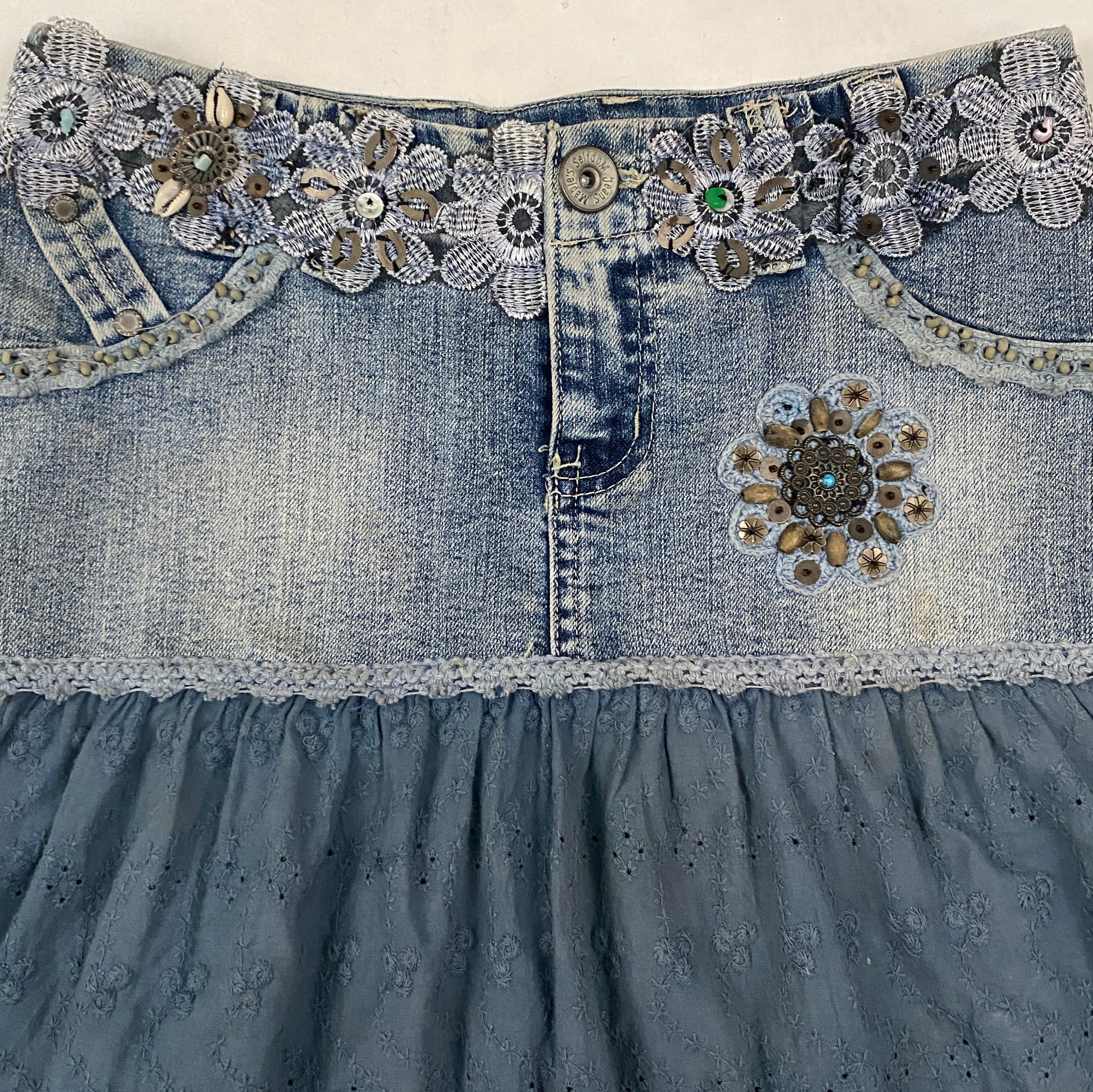 2000s Boho Fairy Embellished Tiered Skirt (XS)
