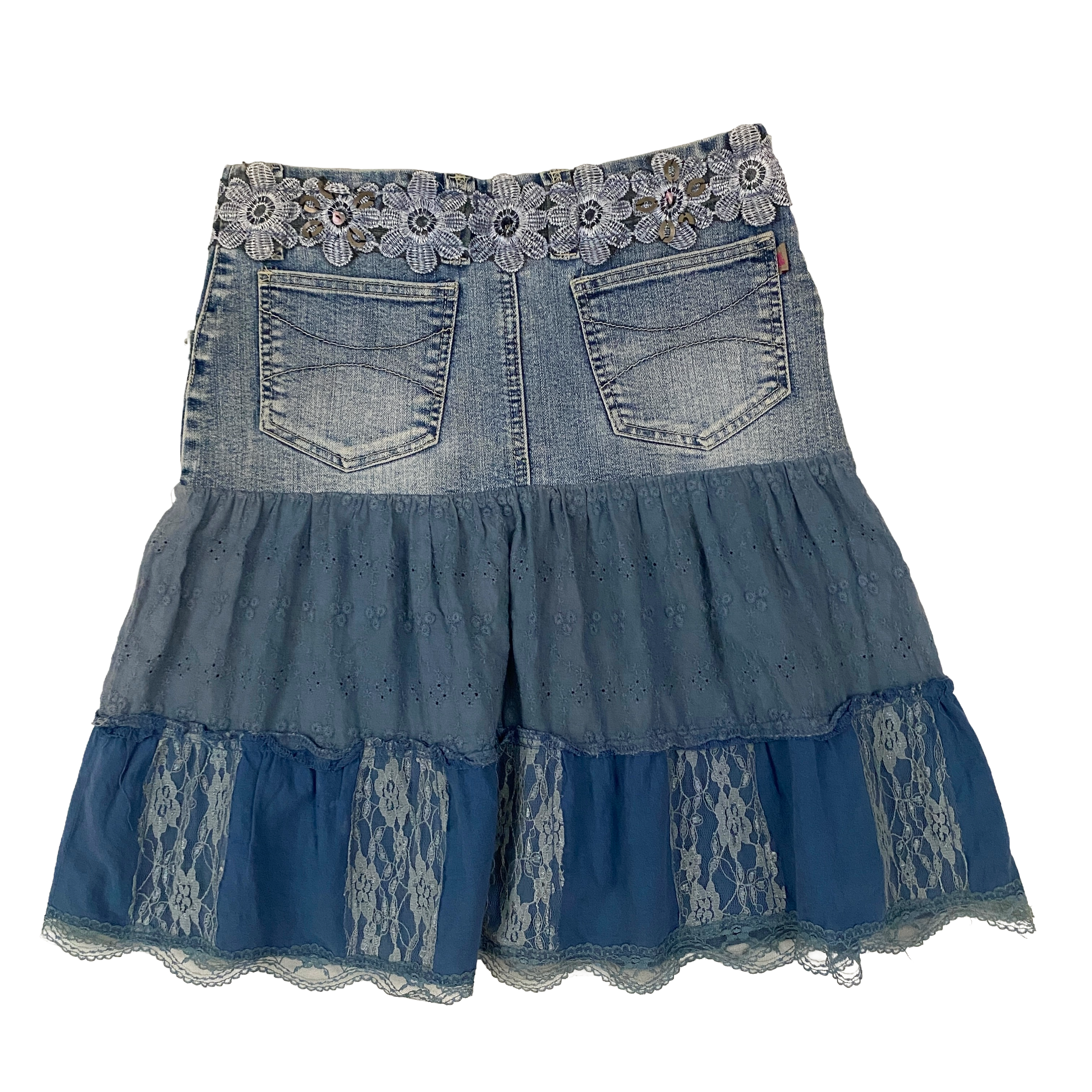 2000s Boho Fairy Embellished Tiered Skirt (XS)