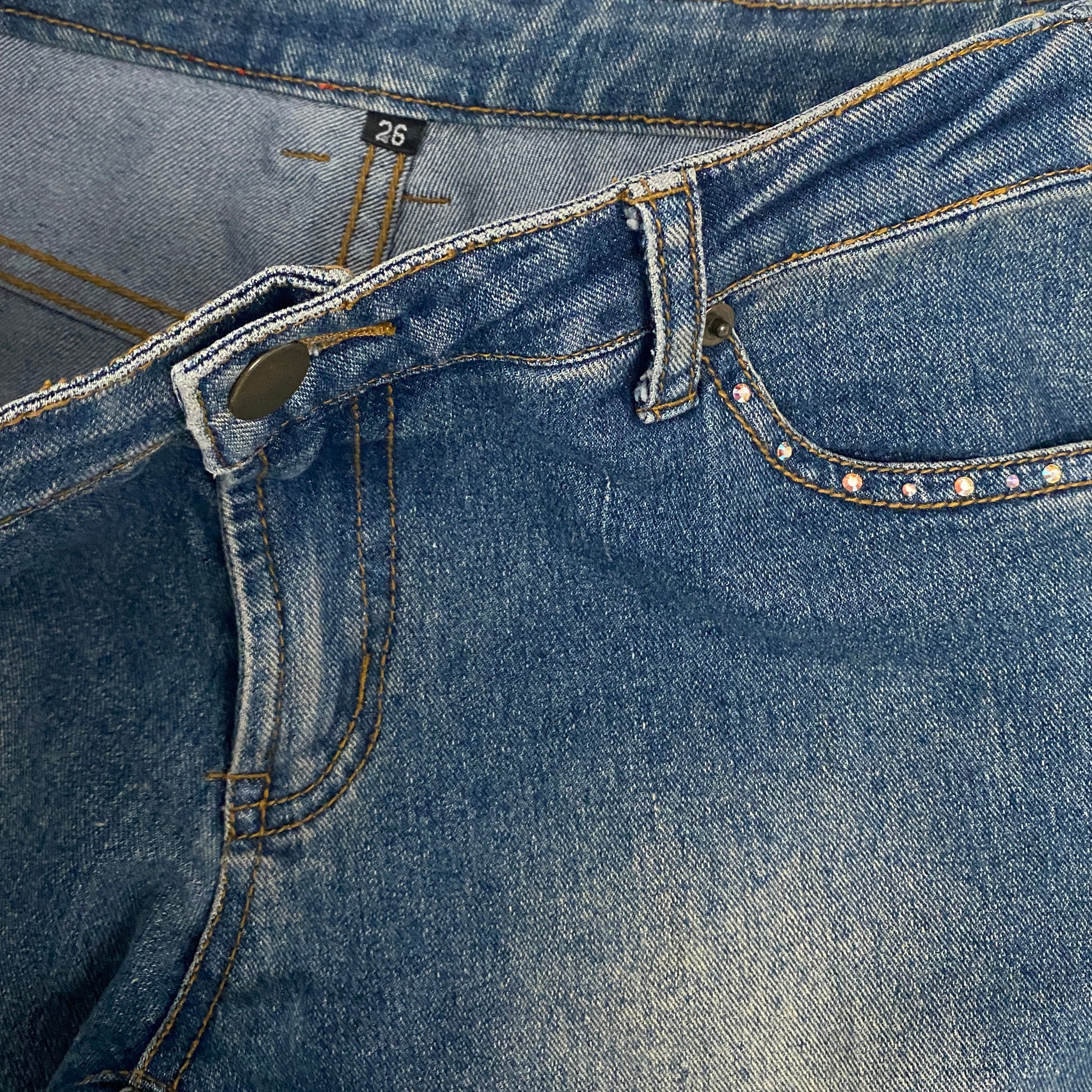 2000s Low - Mid Rise Fairy Embellished Flare Jeans (S)