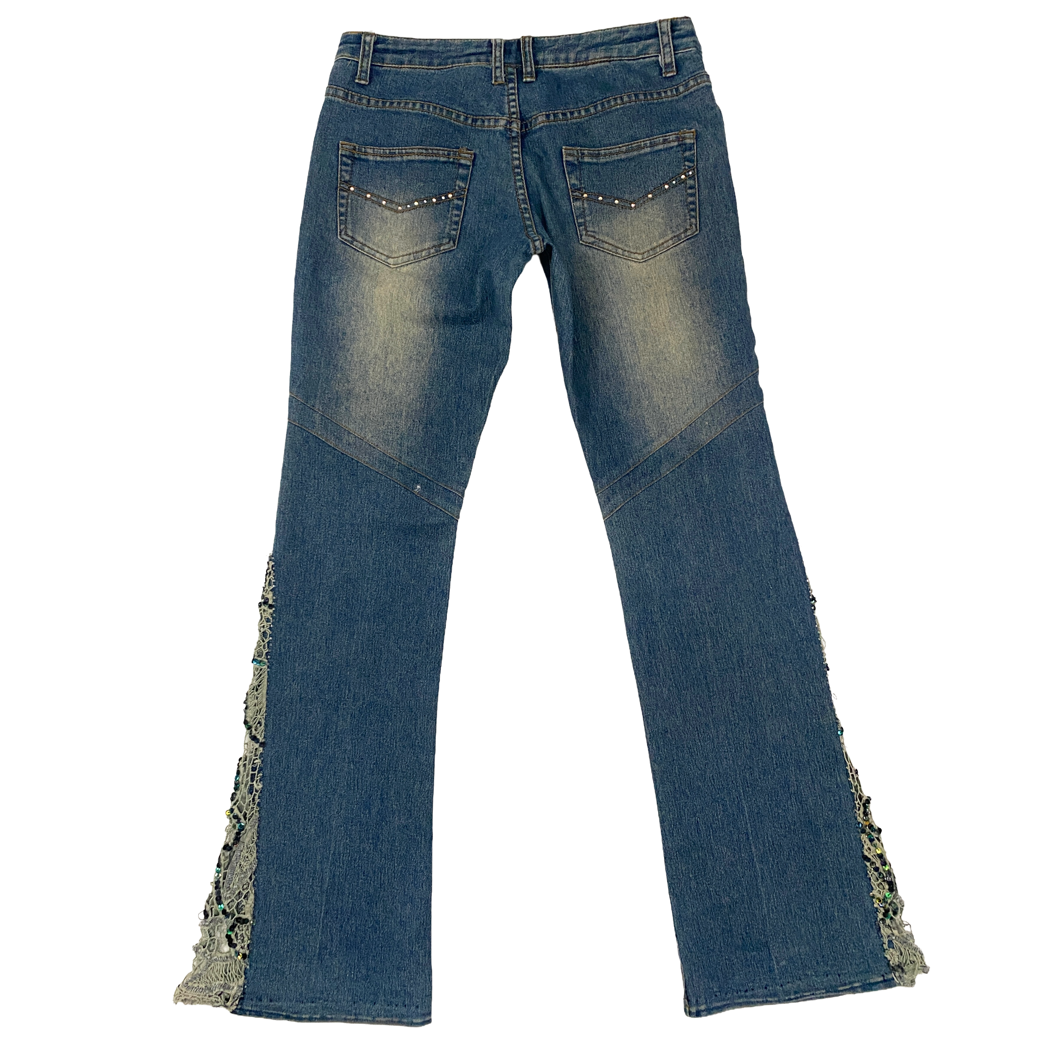 2000s Low - Mid Rise Fairy Embellished Flare Jeans (S)
