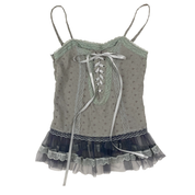 Boho Fairy Lace Up Eyelet Tank Top (XS)