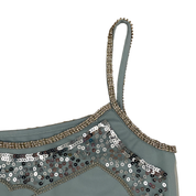 Vintage Blue Butterfly Embellished Tank Top (XS)