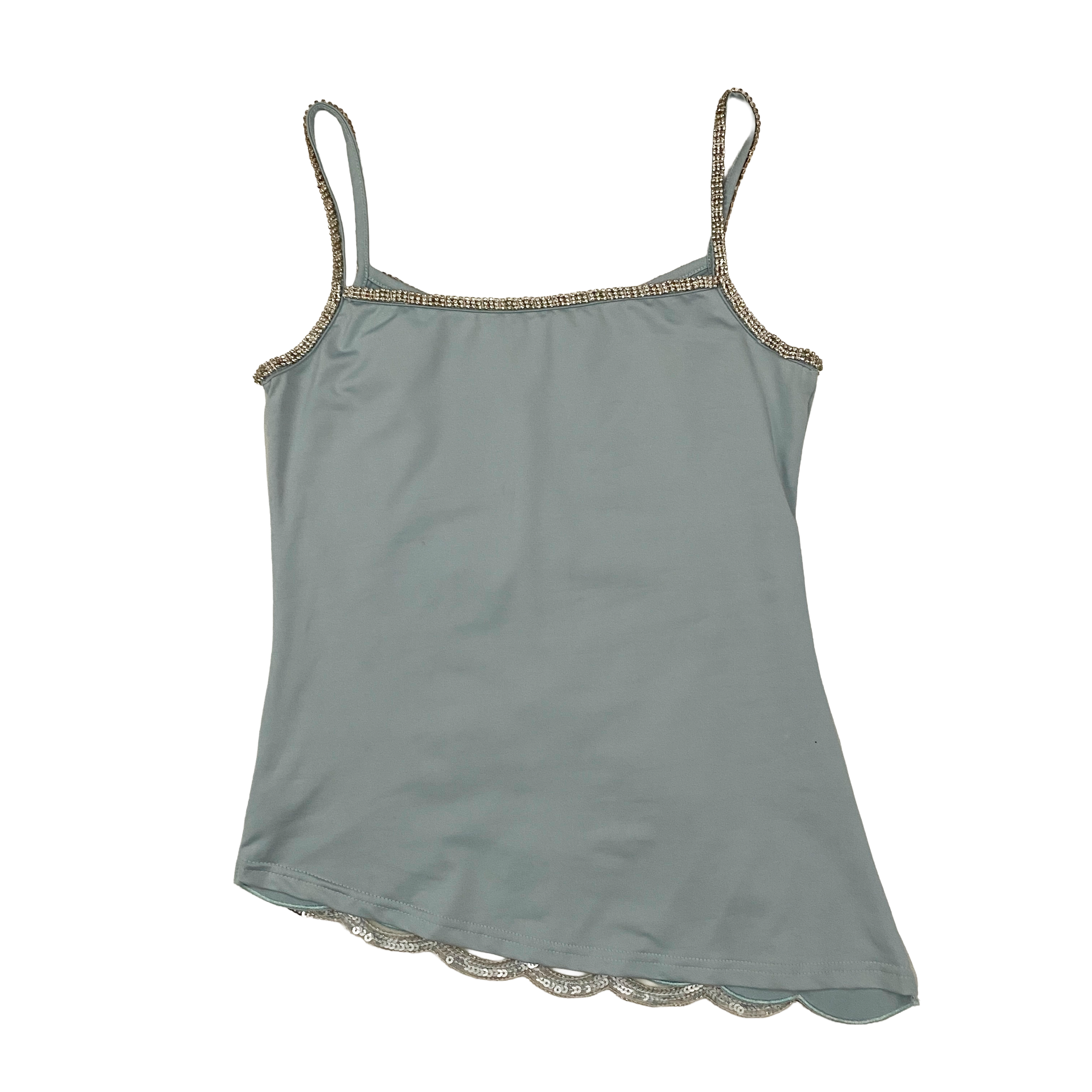 Vintage Blue Butterfly Embellished Tank Top (XS)