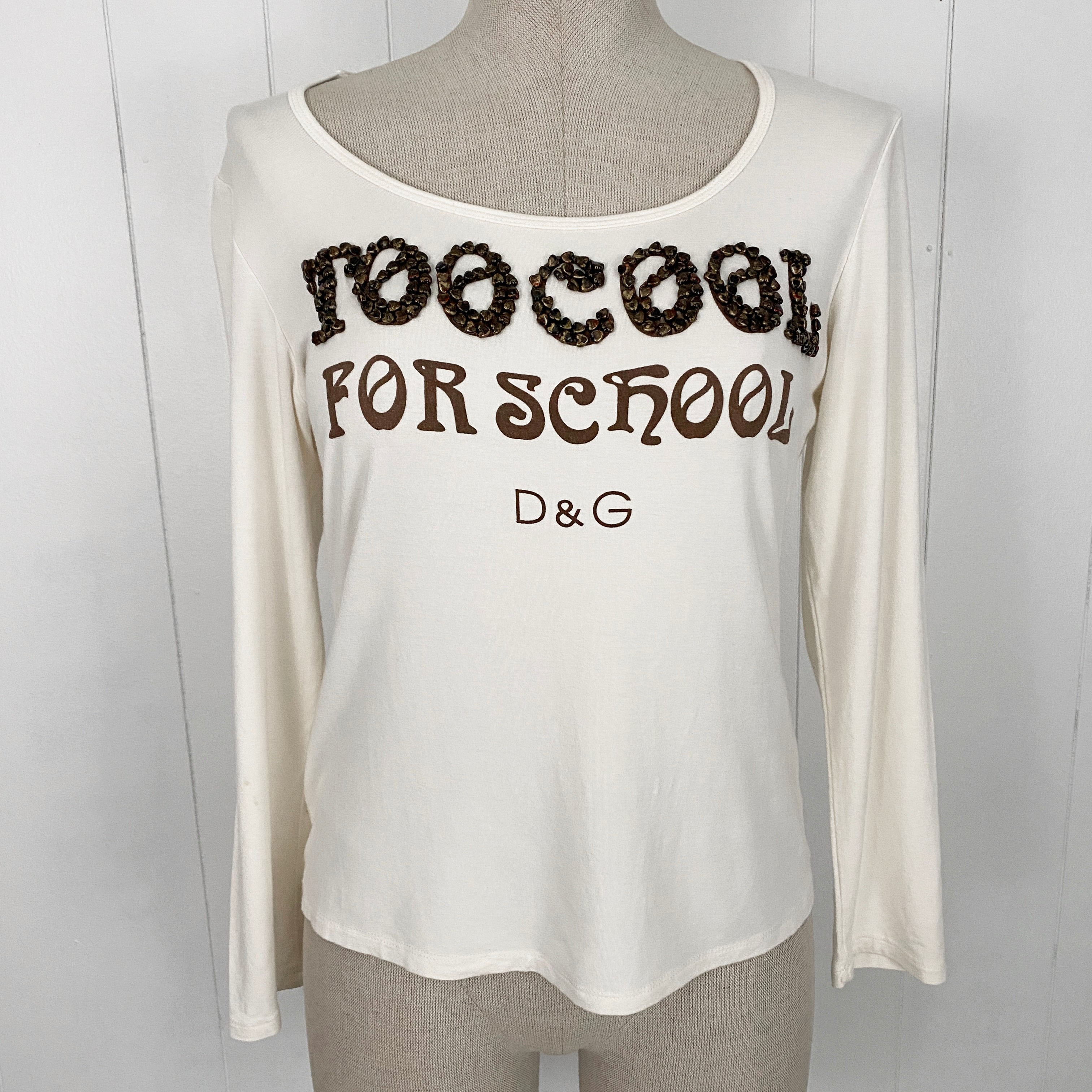 D&G Dolce & Gabbana Too Cool Embellished Long Sleeve Top (S/M)