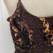 Vintage Bronze Brown Embellished Tank Top (S/M)