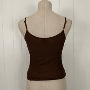 Vintage Brown Embellished Mesh Butterfly Tank Top (XS/S)