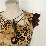 2000s Cheetah Print Lace-Up Top (S/M)