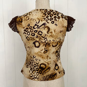 2000s Cheetah Print Lace-Up Top (S/M)