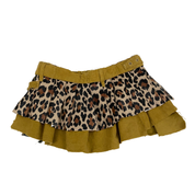 Reworked Corduroy Leopard Layered Mini Skirt (S)
