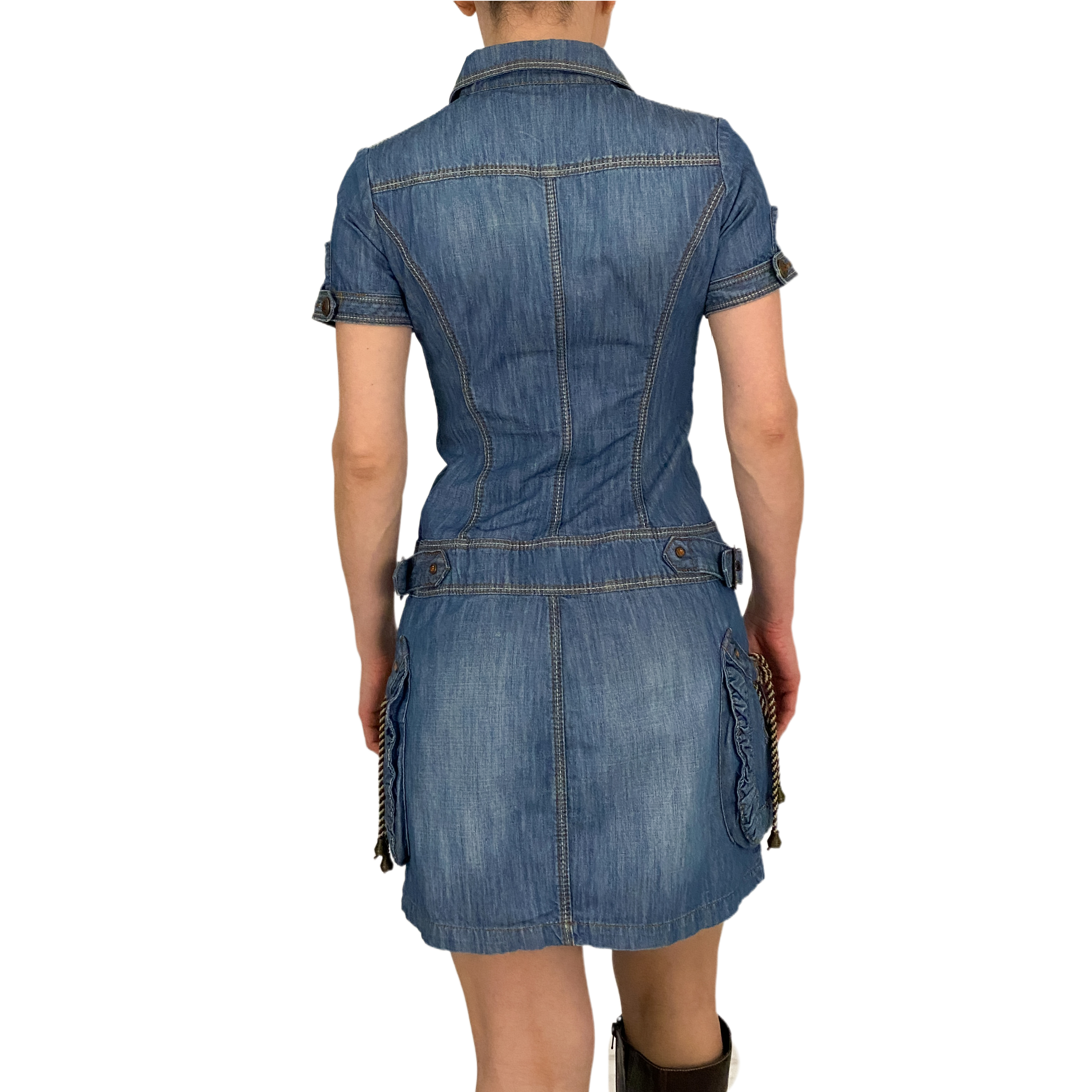 Embroidered Denim Mini Dress (S)