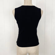 Vintage Navy Blue Embellished Mesh Tank Top (S/M)
