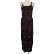 Vintage Brown Beaded Maxi Dress (S)