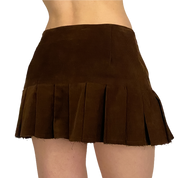 Brown Pleated Corduroy Mini Skirt (XS)