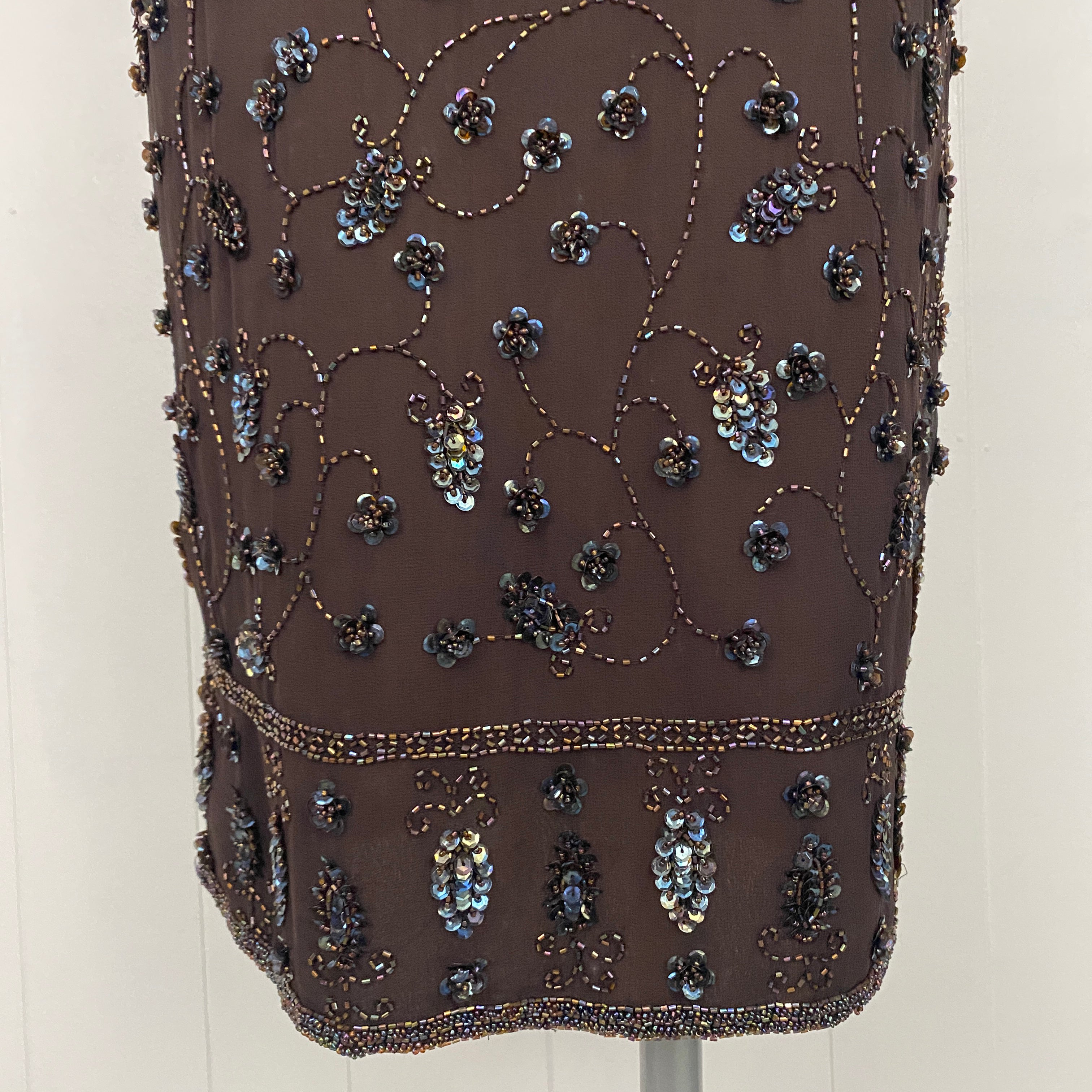 Vintage Brown Beaded Maxi Dress (S) – Holy Thrift