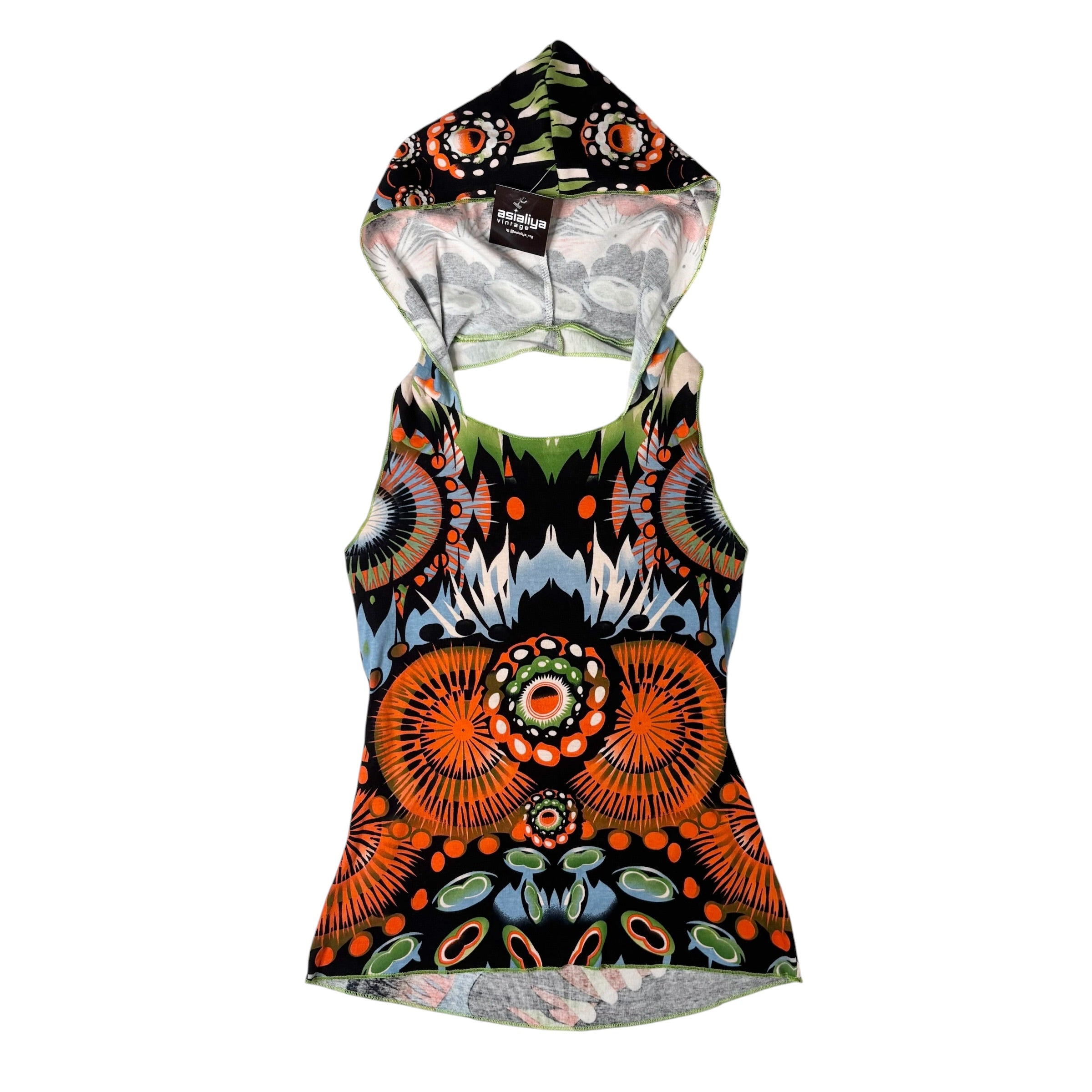 Hayes Graphic Hooded Halter Top (S)