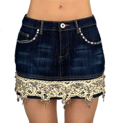 Crochet Embellished Mini Skirt (S)