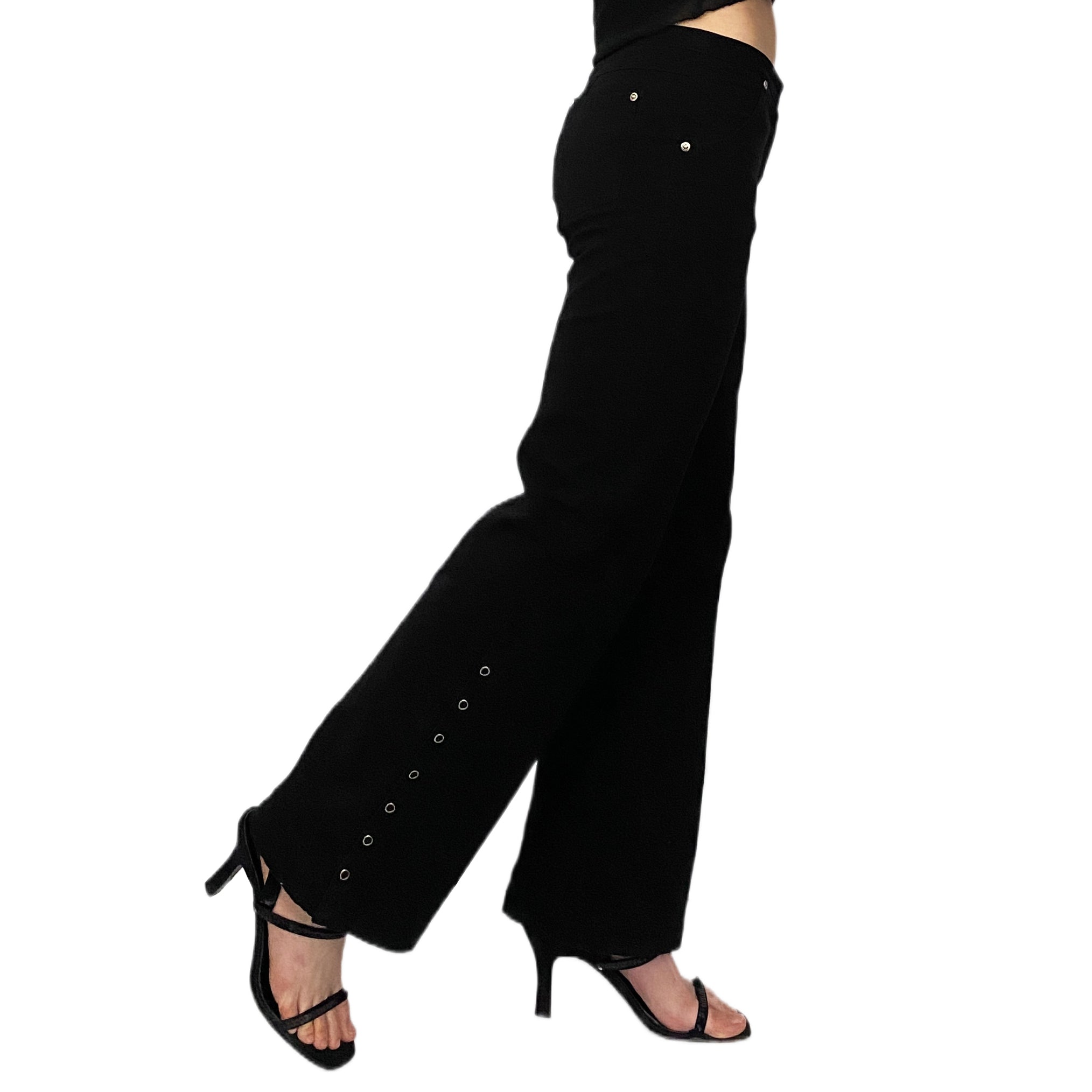 Black Snap Flare Pants (S)