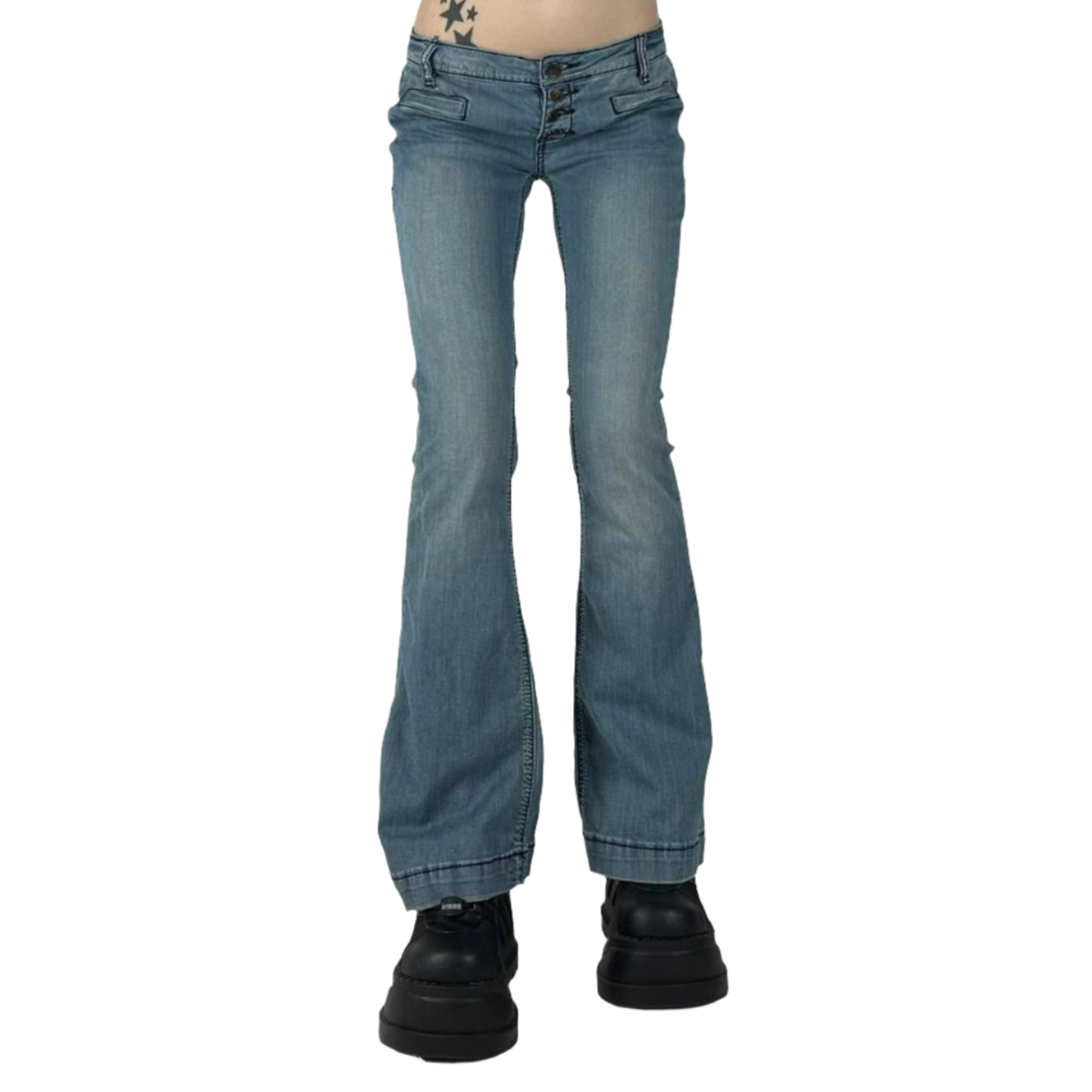 00s Distressed Faded Flare Jeans (S)