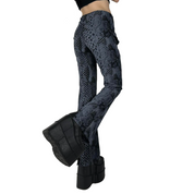 90s Blue Snakeskin Flare Pants (M)