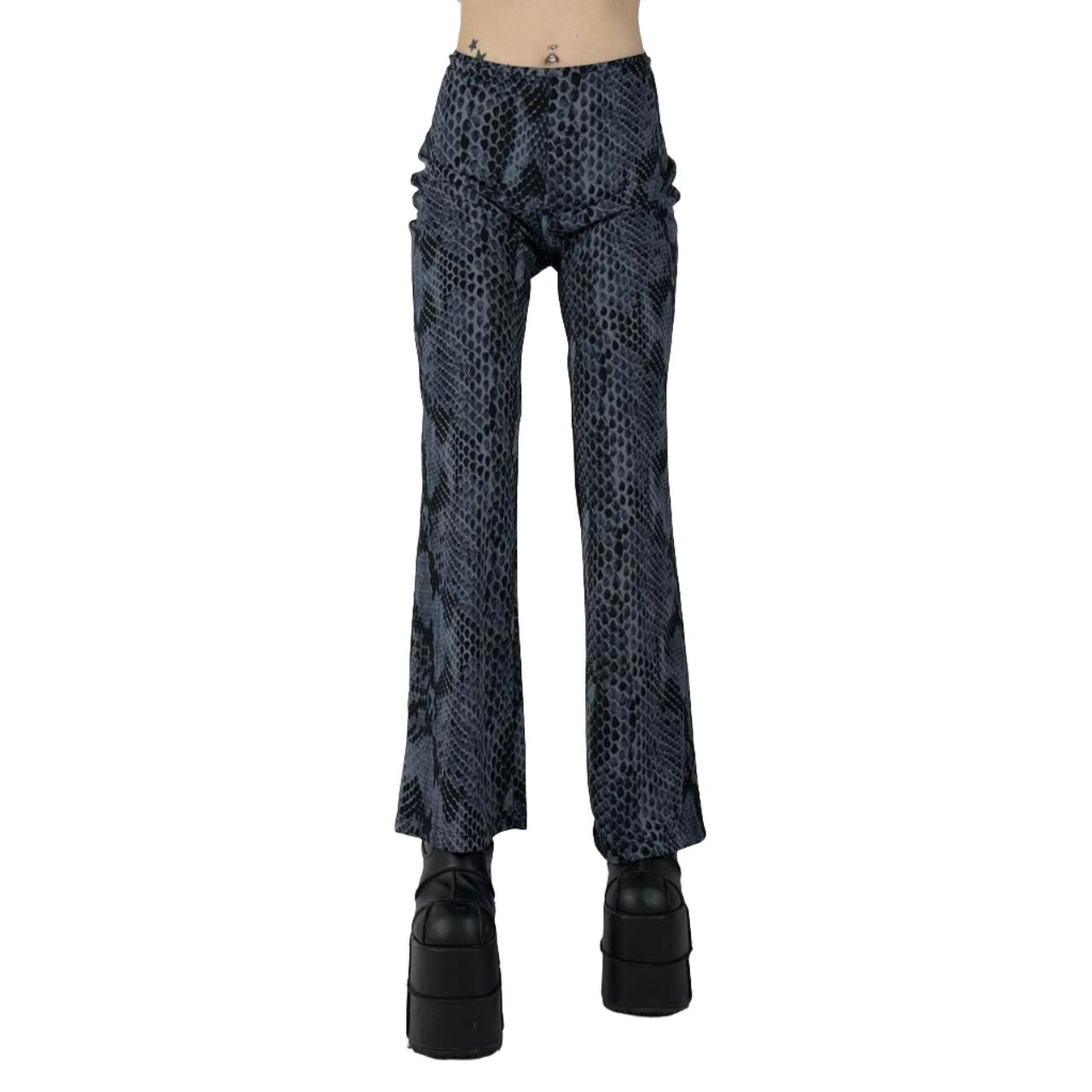 90s Blue Snakeskin Flare Pants (M)