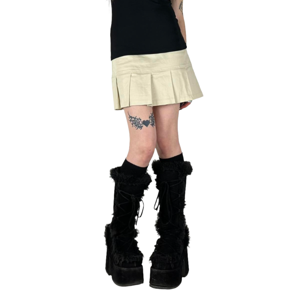 90s Cream Pleated Mini Skirt (S)