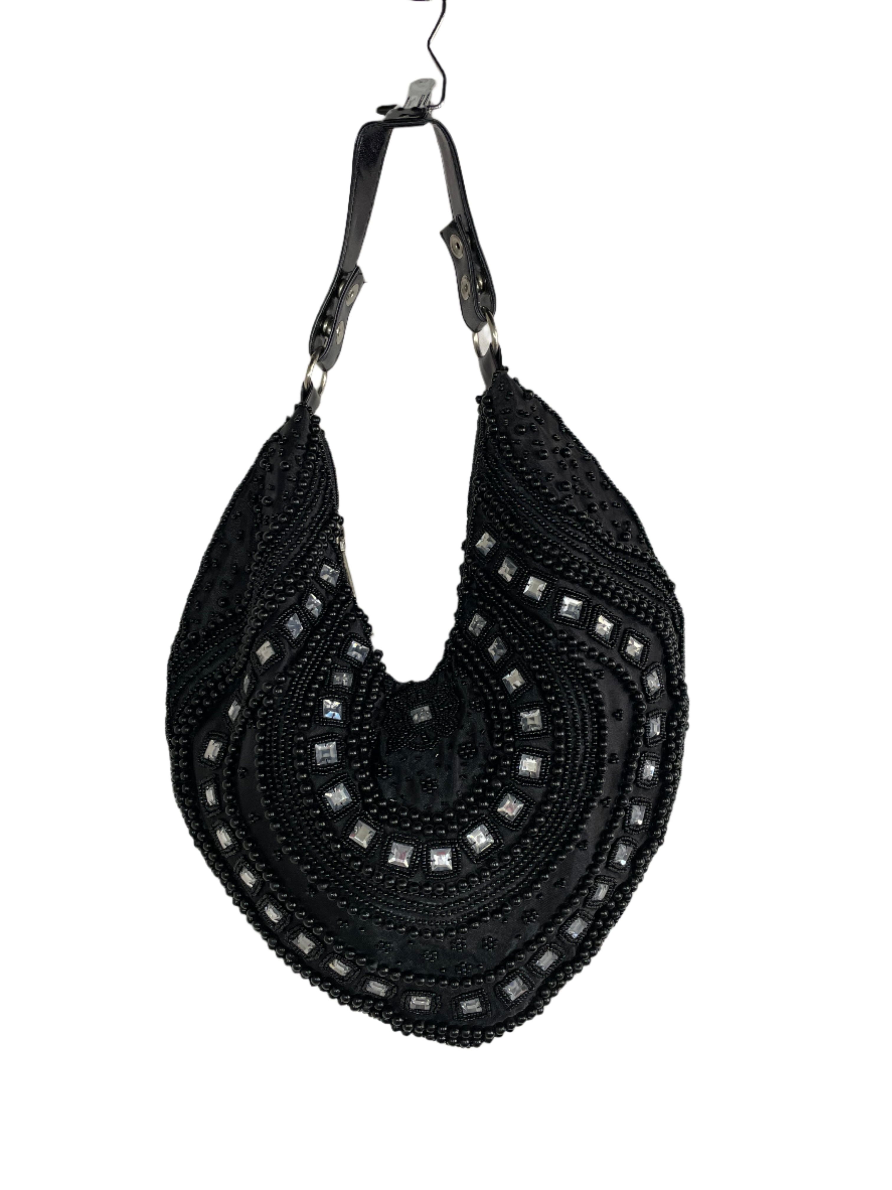 Beaded Black Hobo Bag