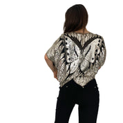 Vintage Silk Sequin Butterfly Top (S/M)