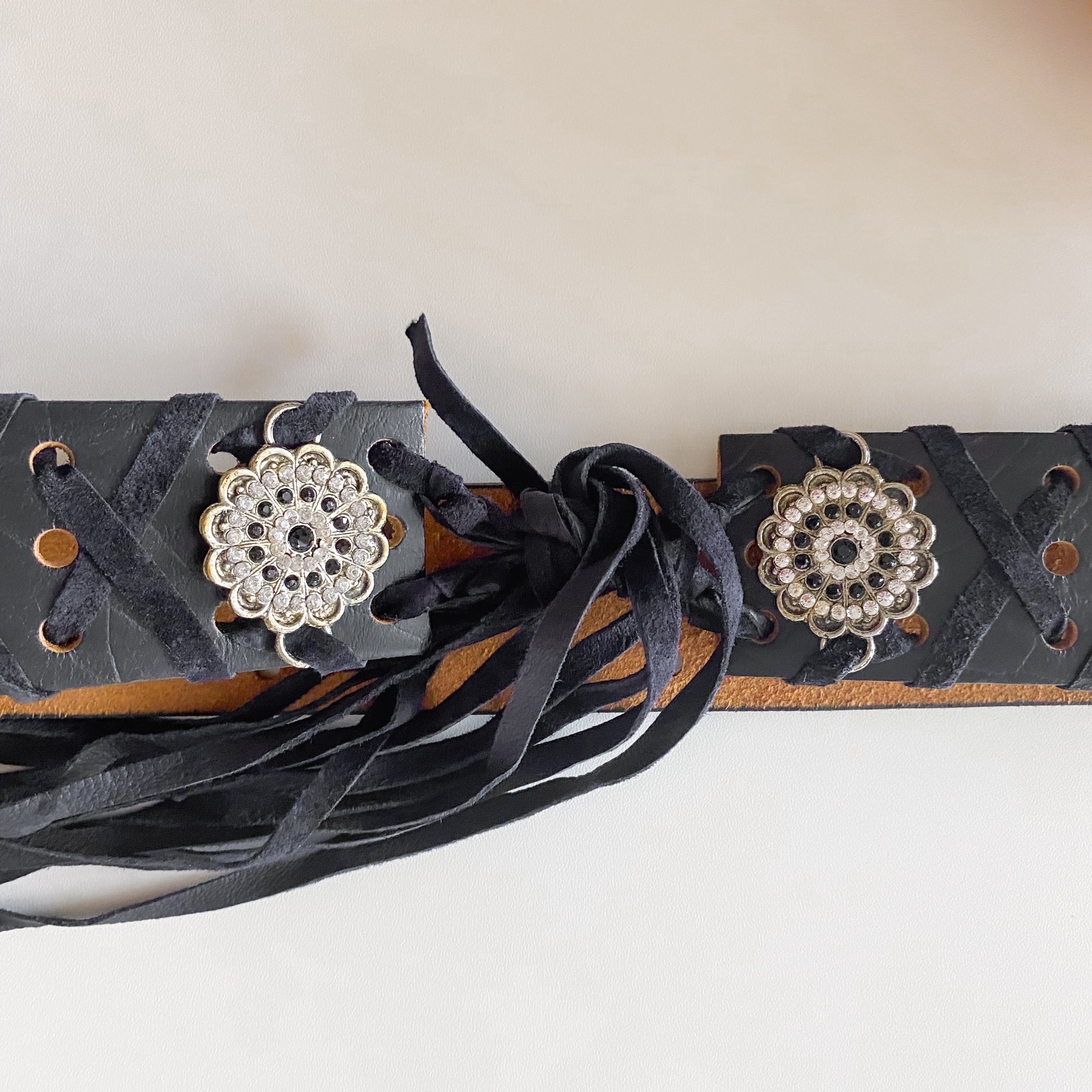 Vintage Fringe Rhinestone Belt - Medium