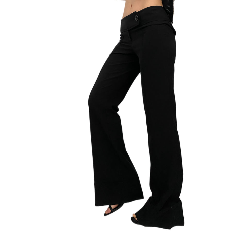 Y2K Black Flared Low Rise Trousers (S)