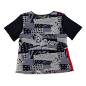 Y2K Pop Art Fashion Collage Mesh Top (L)