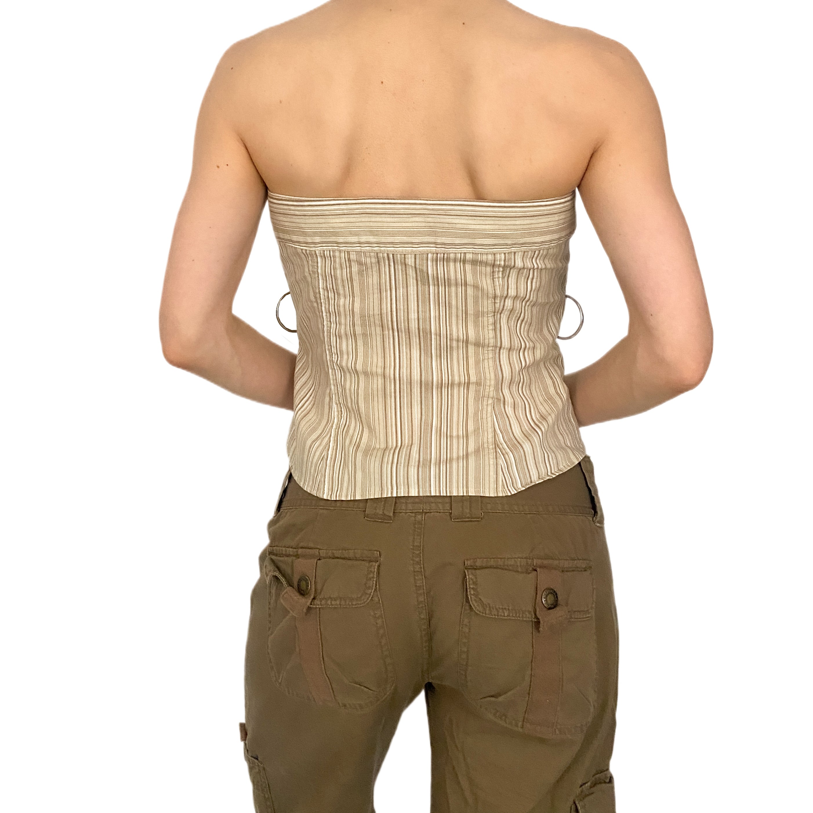 Khaki Striped Tube Top (M)