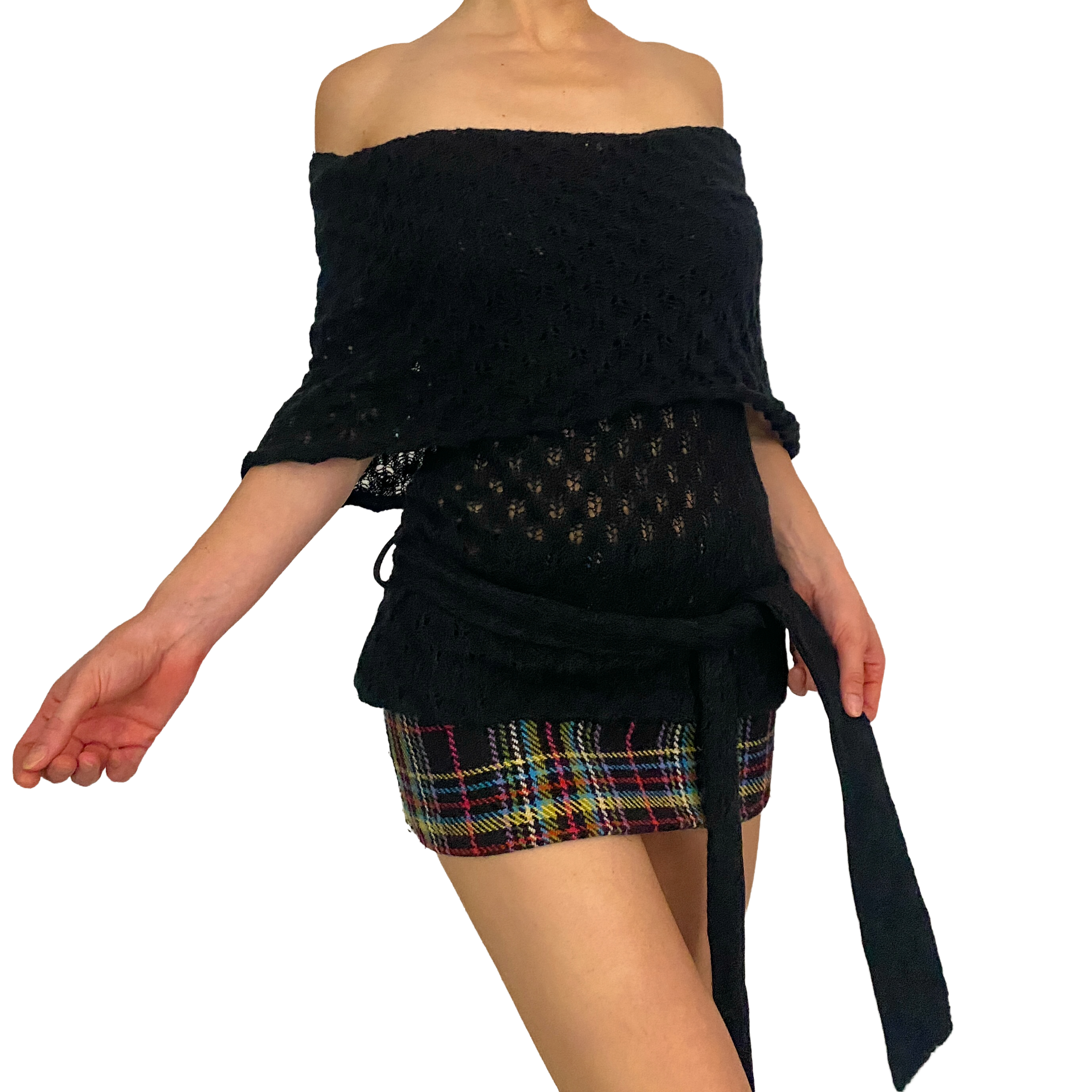 Miss Sixty Black off the Shoulder or Cowl Neck Sweater (XS)