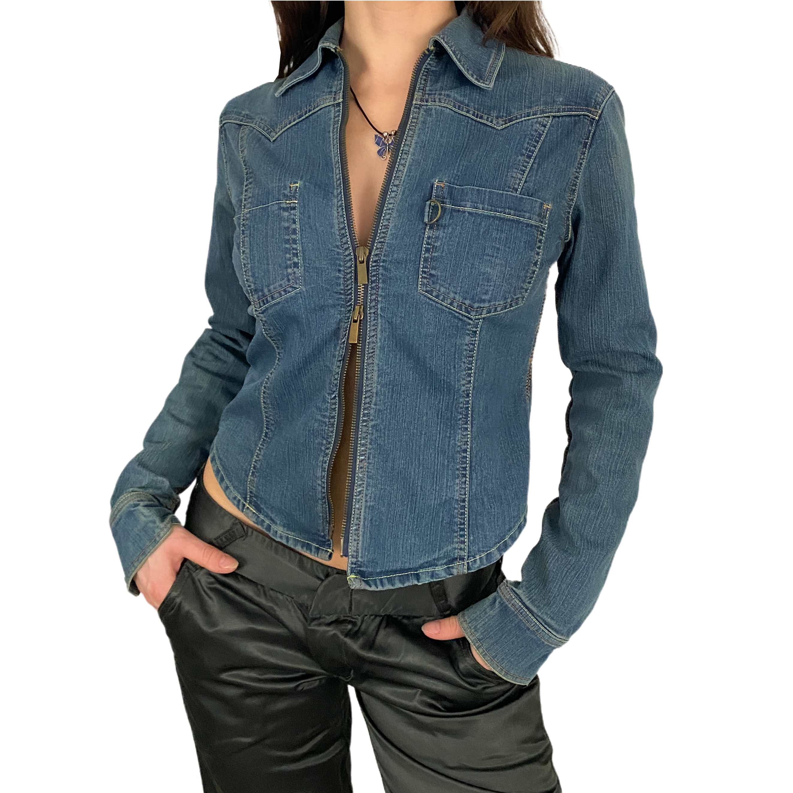 Double Zip Denim Top (S)