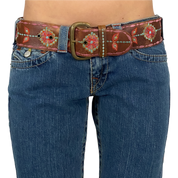 Embroidered Leather Belt (S)