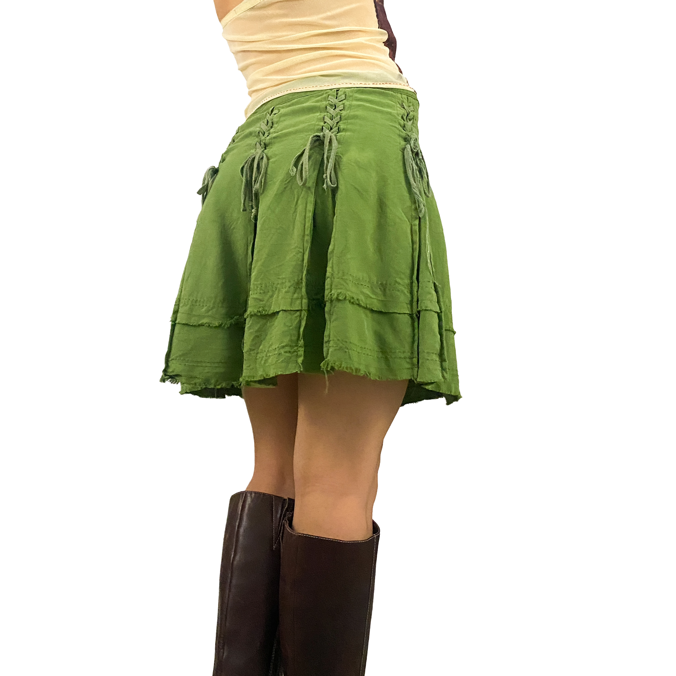 Da-Nang Green Forest Fairy Lace-Up Skirt (XS/S)