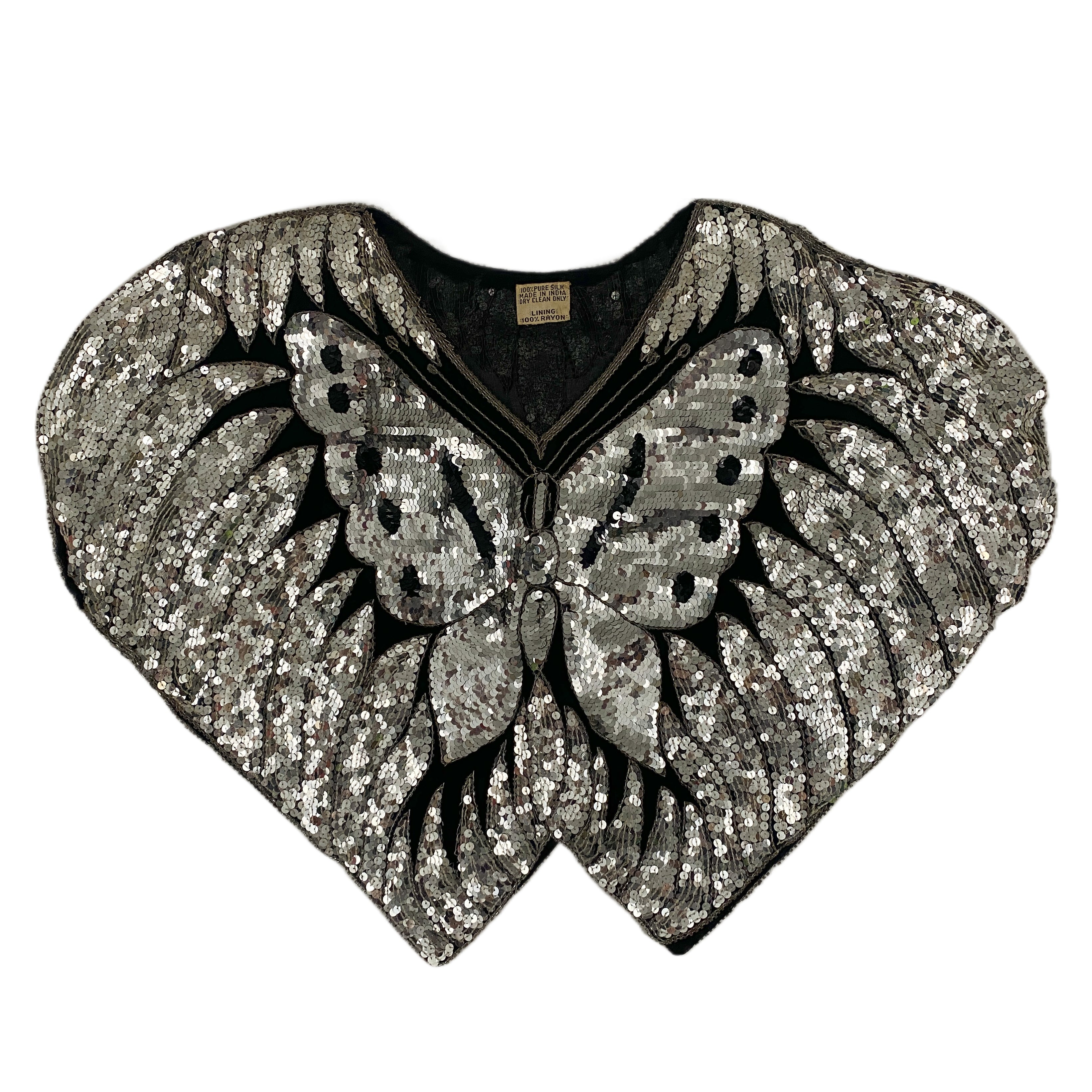 Vintage Silk Sequin Butterfly Top (S/M)