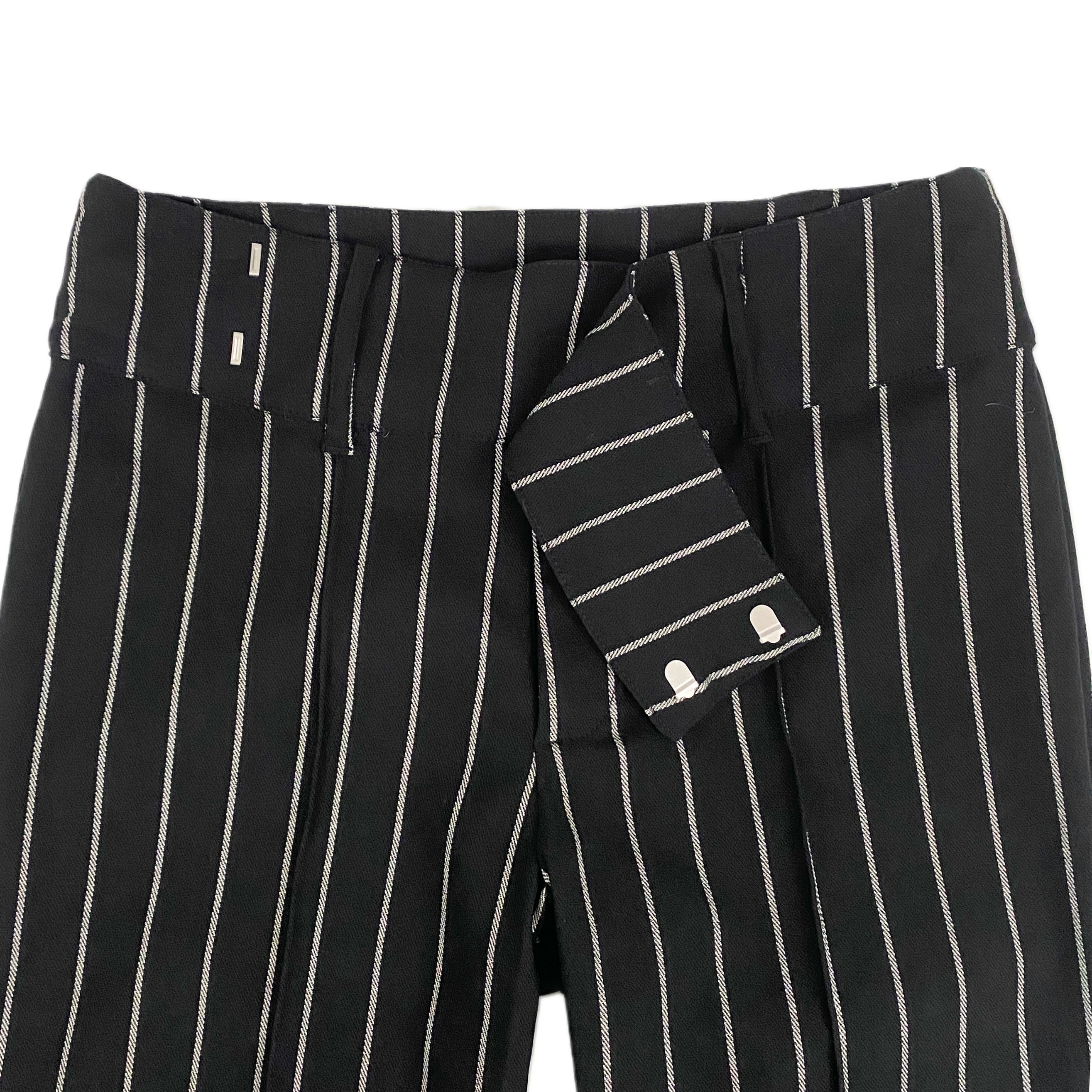 Black Pinstripe Mid-Rise Flare Trouser (M)