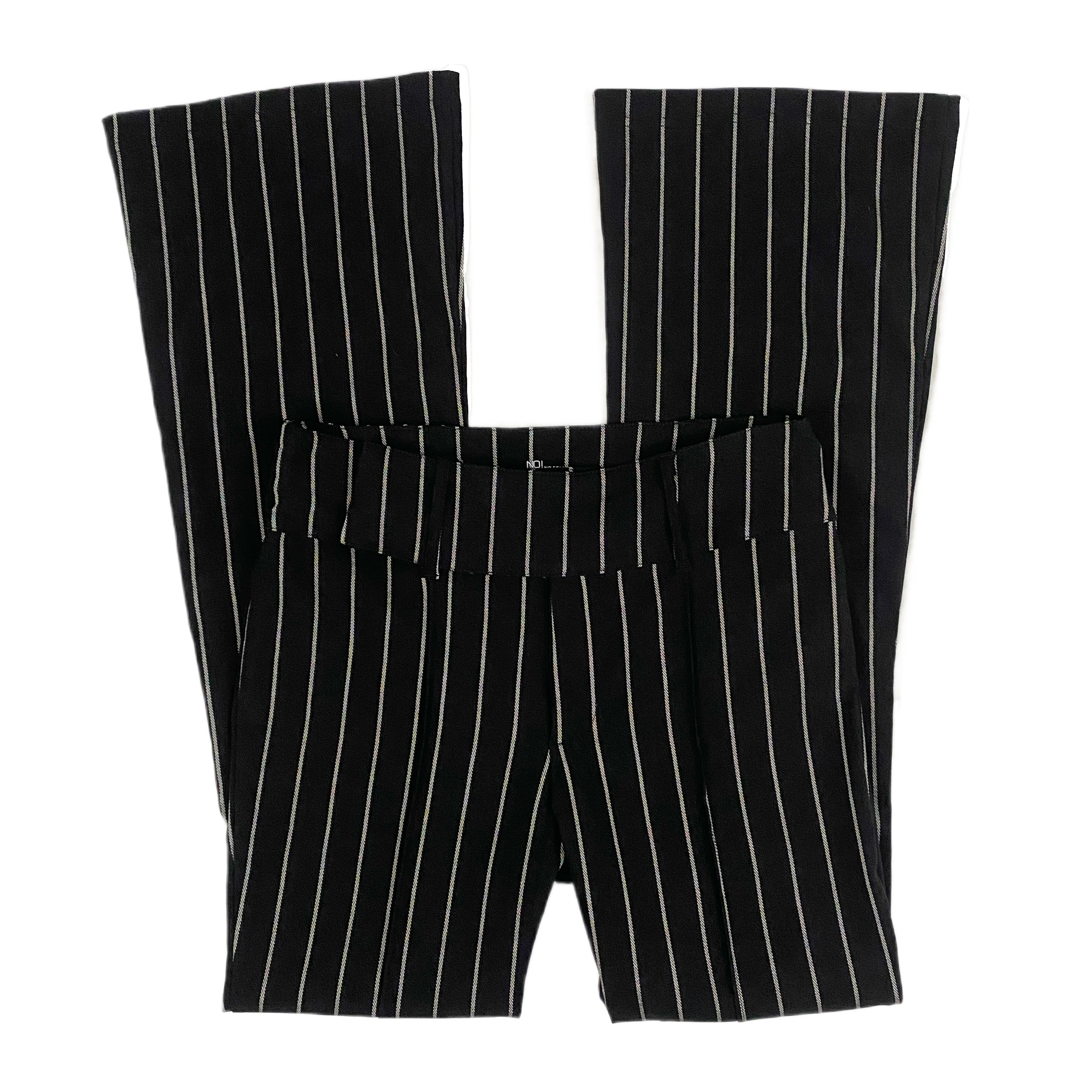 Black Pinstripe Mid-Rise Flare Trouser (M)