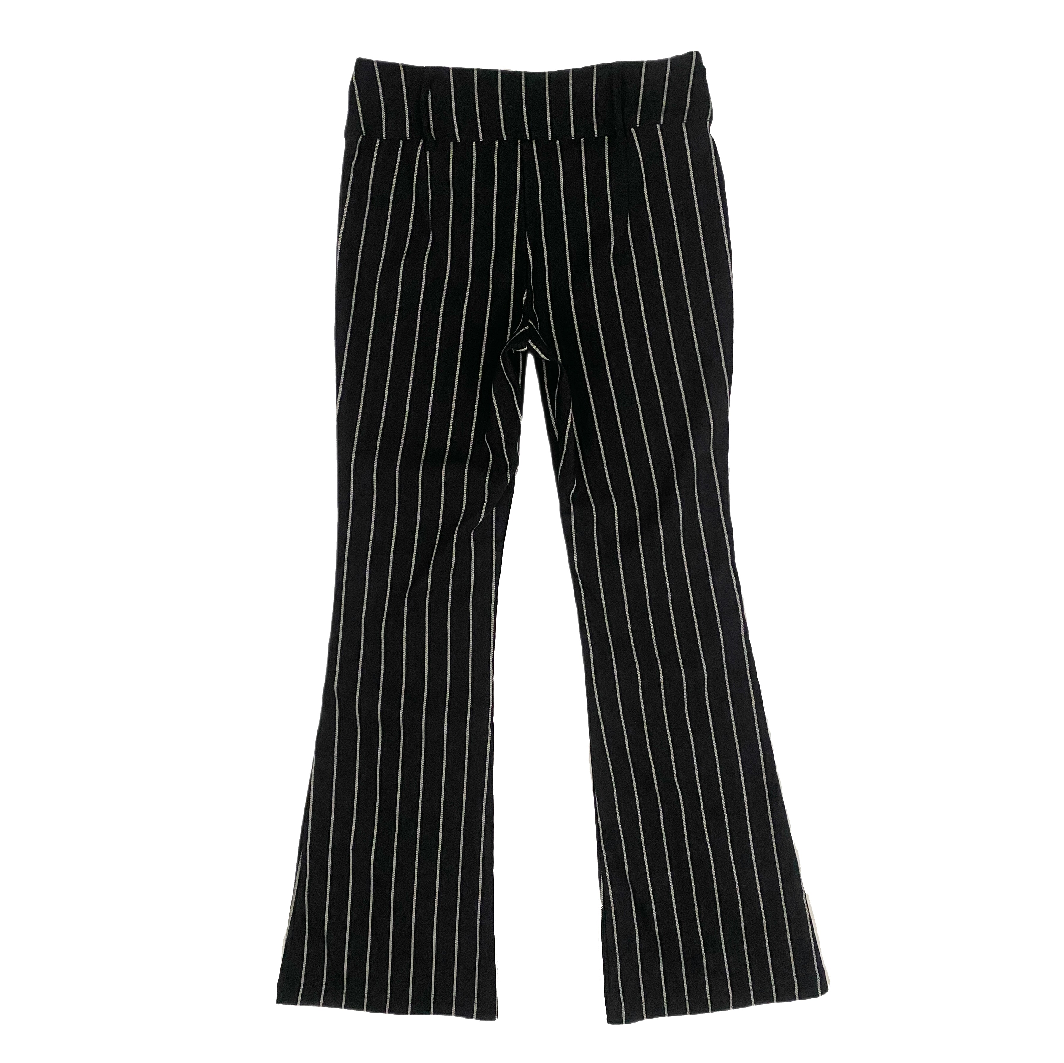 Black Pinstripe Mid-Rise Flare Trouser (M)