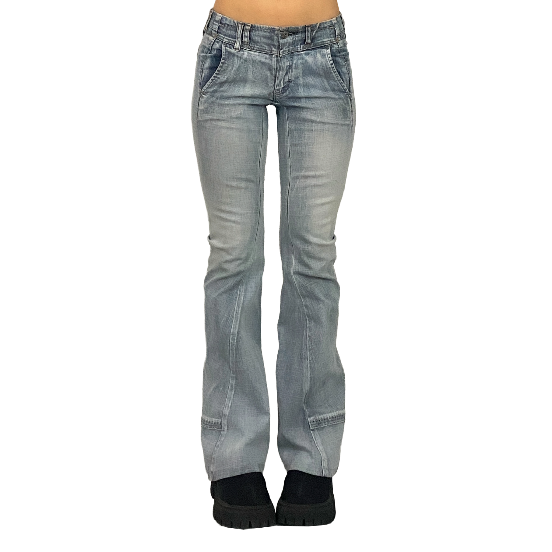 Marithe Francois Girbaud Low Rise Seamed Flare Jeans (XS/S)