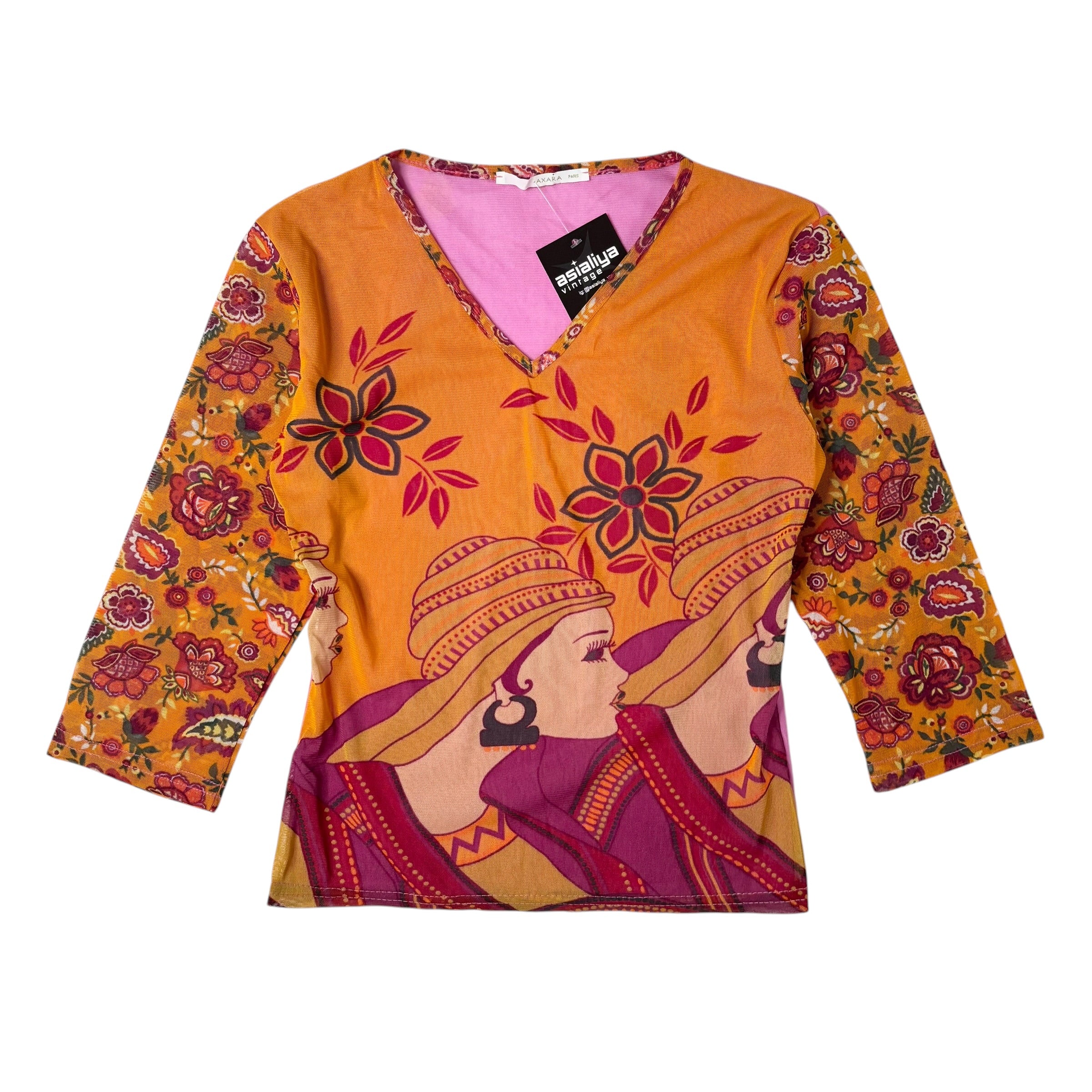 Axara Paris Micro Mesh Graphic Top (S)