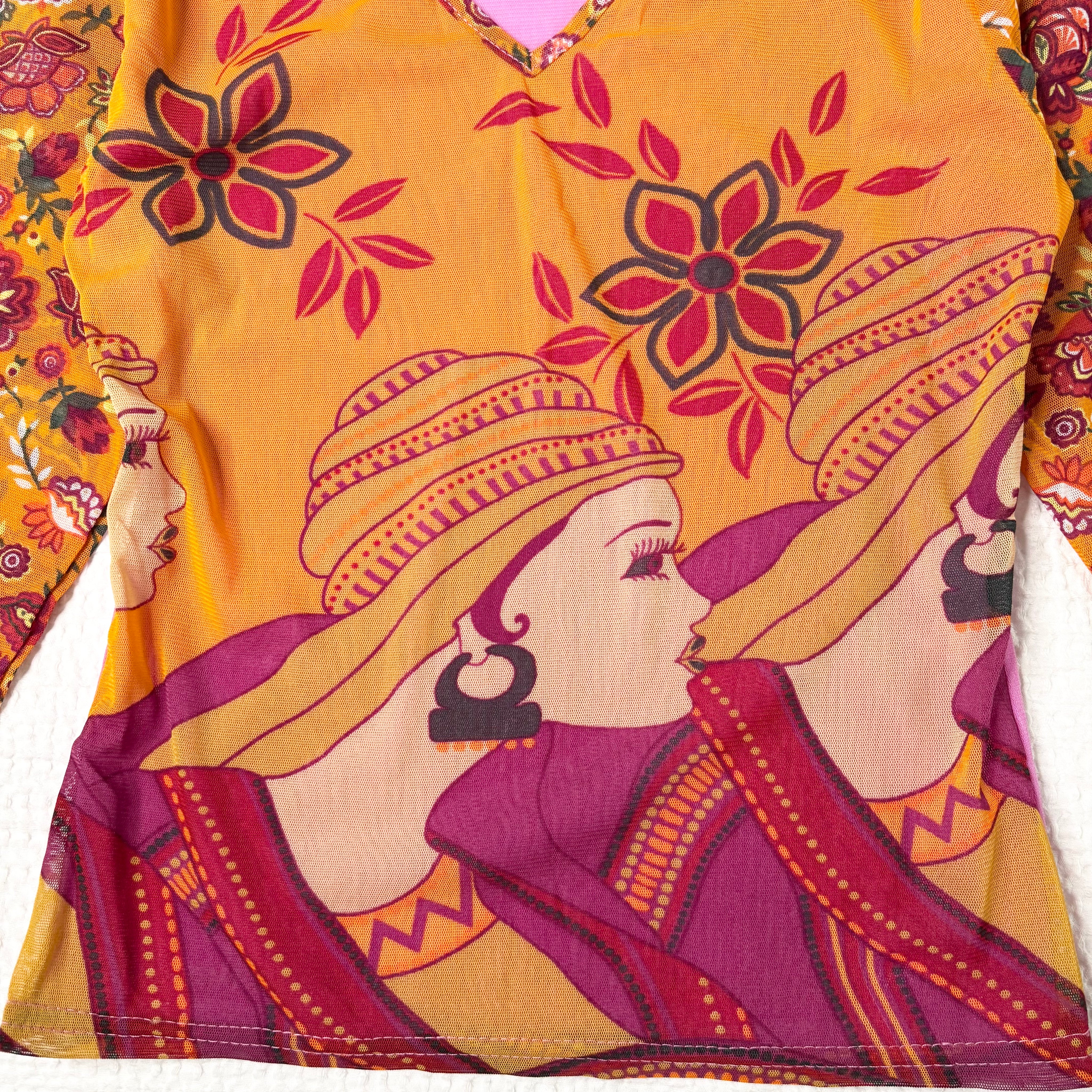 Axara Paris Micro Mesh Graphic Top (S)
