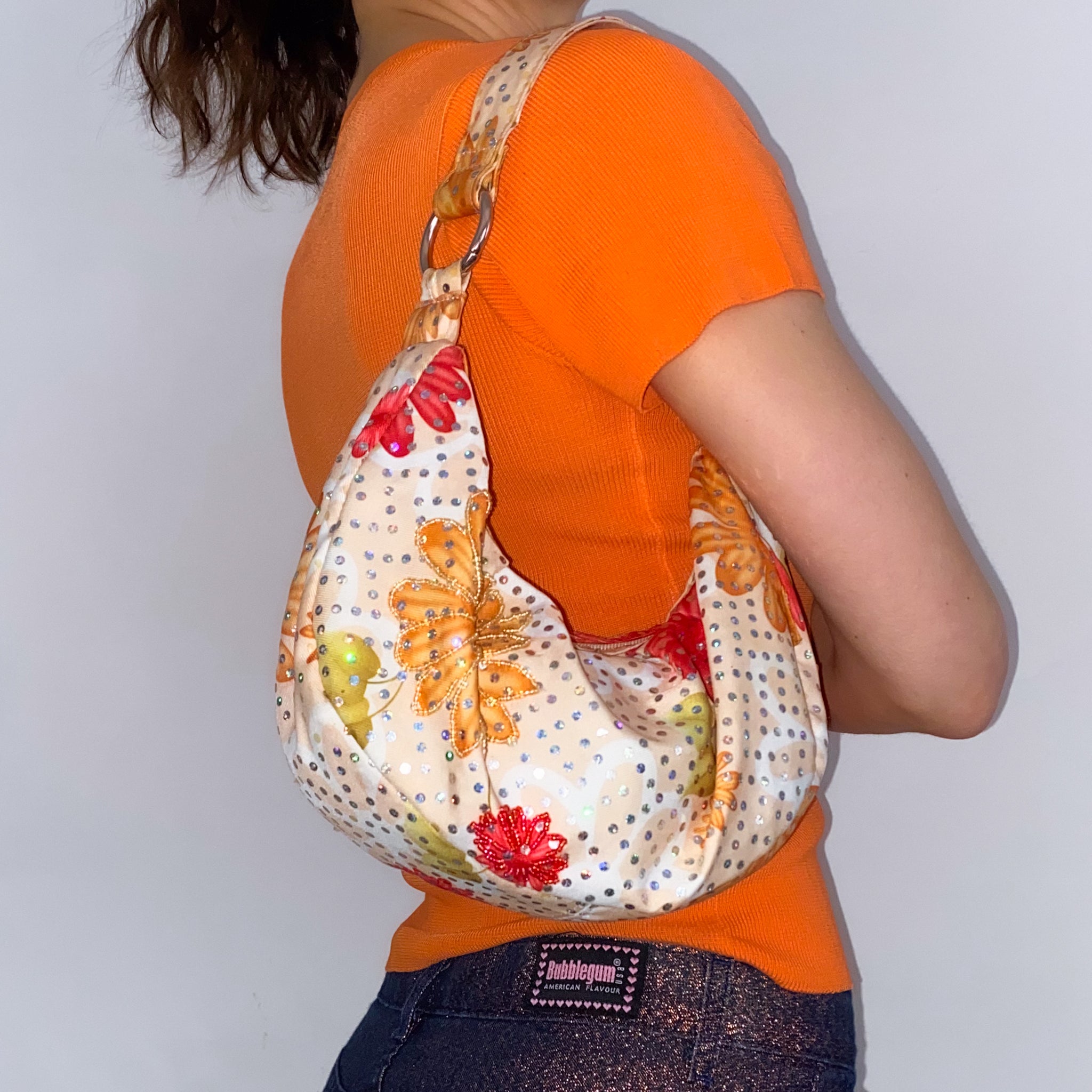 Y2K Floral Sequin Shoulder Bag