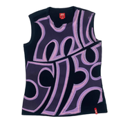 Miss Sixty 2000s Black & Purple Puzzle Piece Graphic Tank Top (L)