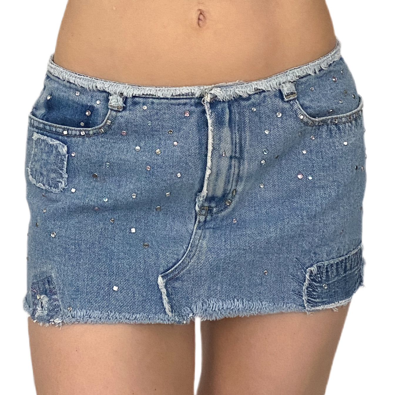 Studded Denim Micro Mini (XS)